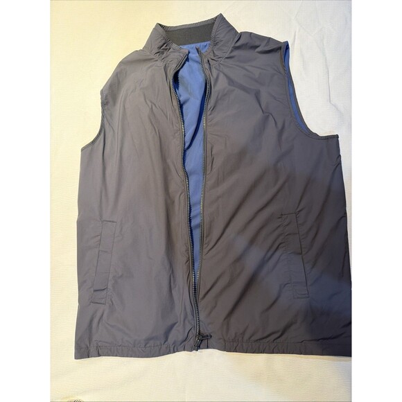 Untuckit Vest Mens Medium Blue/grey Lightweight Zip Front Casual Reversible Golf - Picture 7 of 9